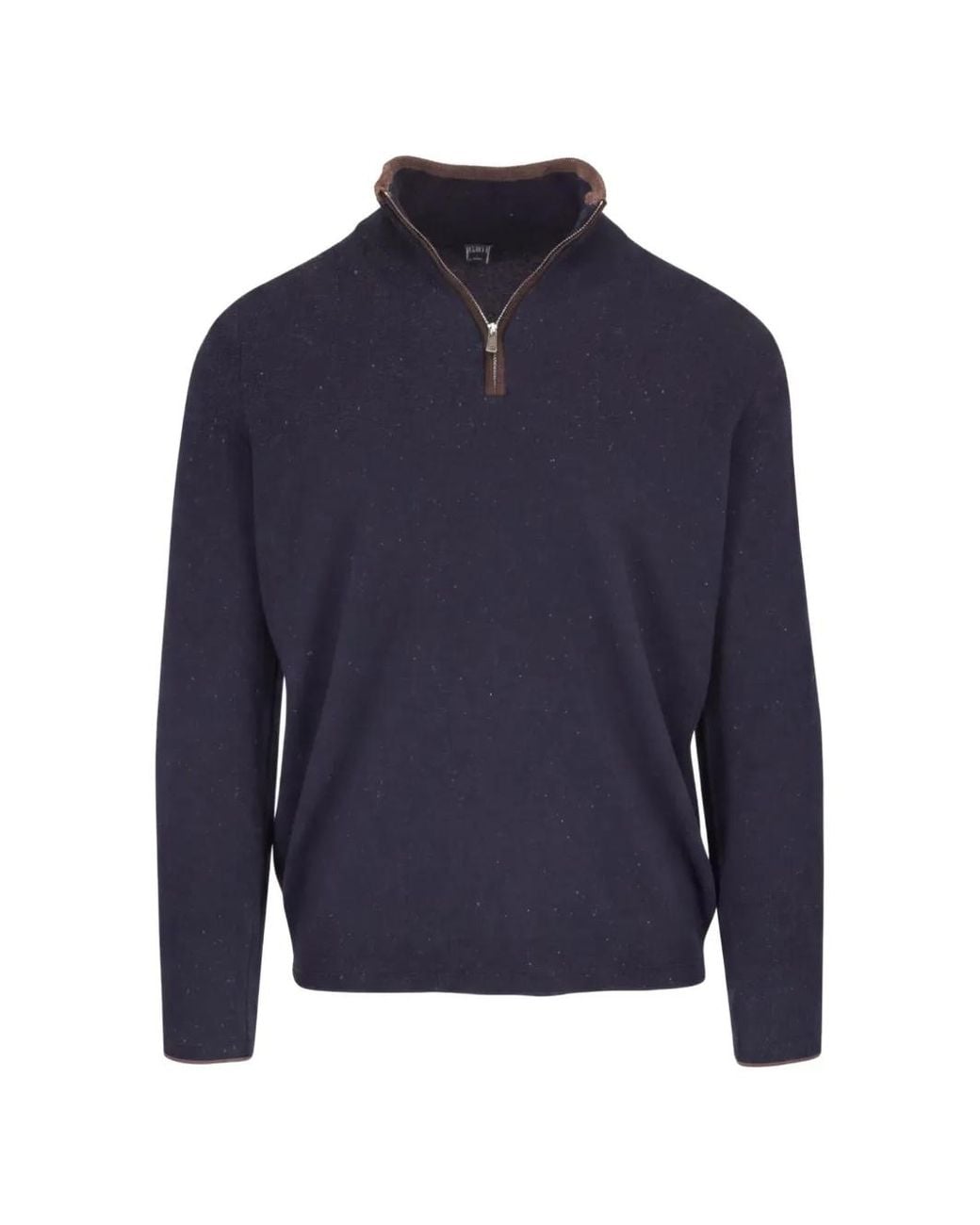 Fedeli Blue Favonio Speckled Half-Zip Sweater for men