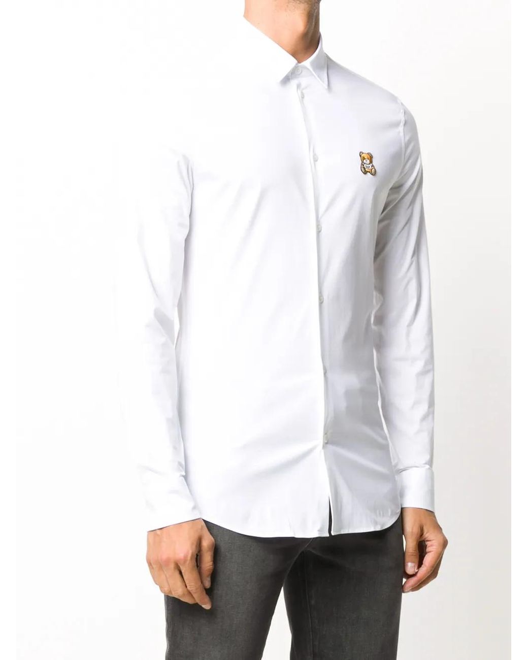 Moschino White Teddy Bear-Patch Shirt for men