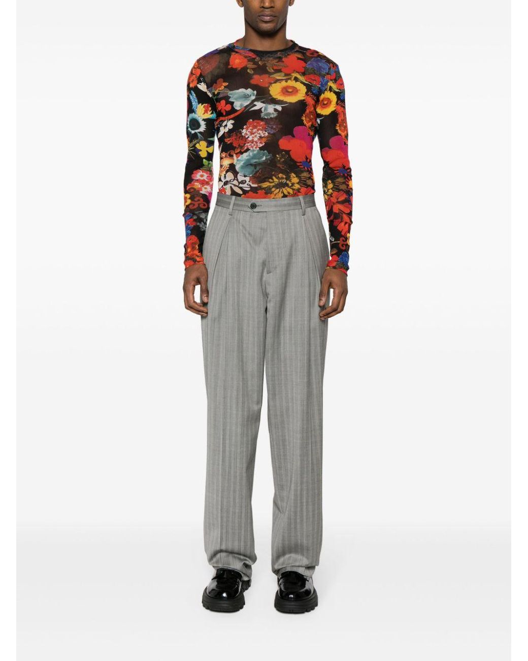 Moschino Floral-print Mesh T-shirt in Red for Men | Lyst