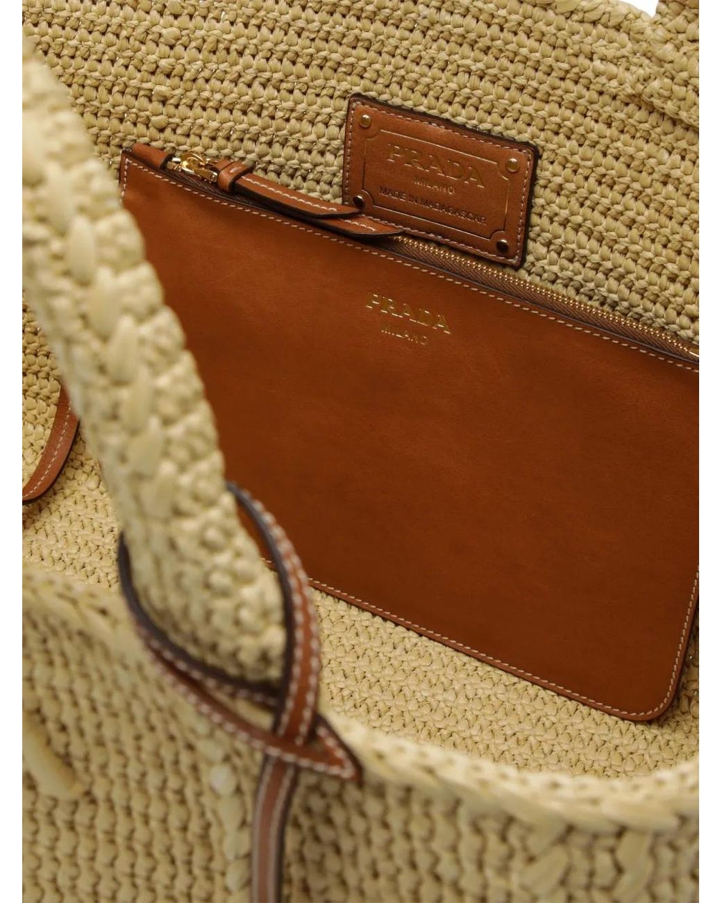 Prada Logo-Lettering Tote Bag in Natural | Lyst UK