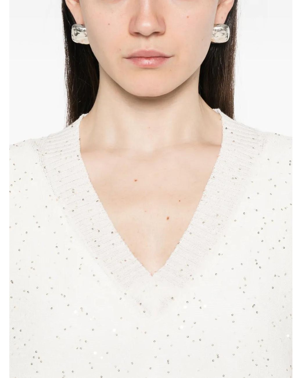 Antonelli White V-Neck Top