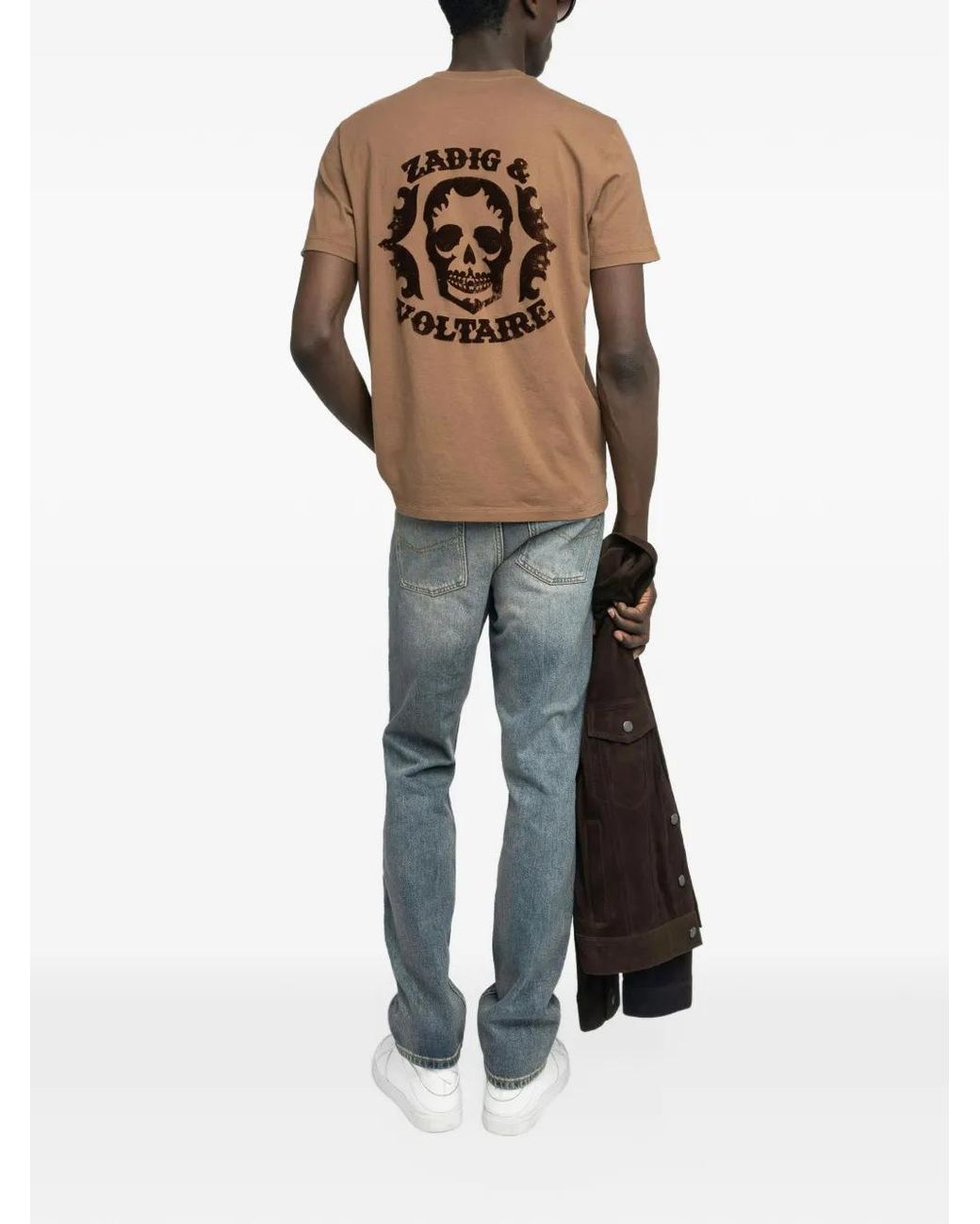 Zadig & Voltaire Brown Tommy Skull-Print Cotton T-Shirt for men