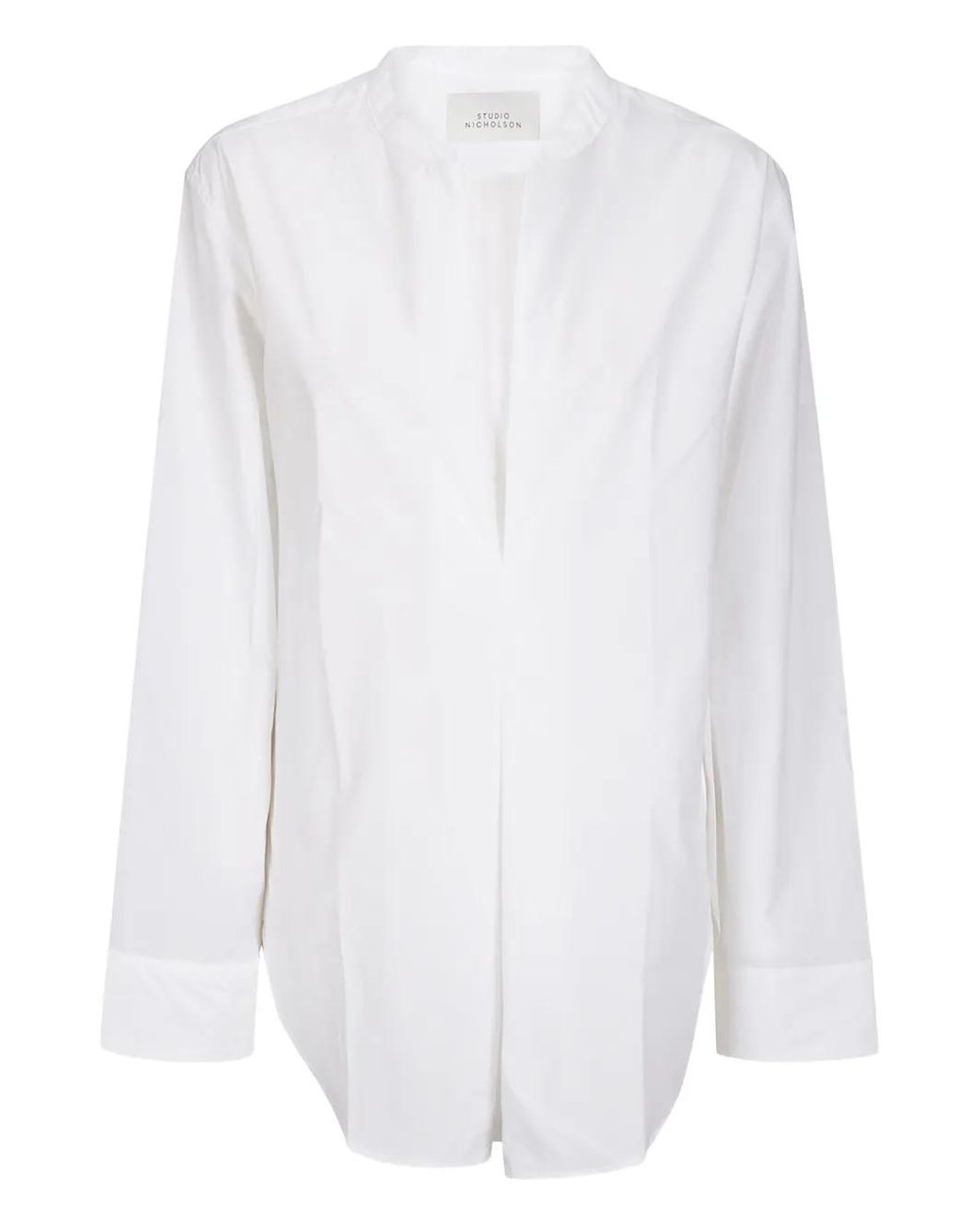 Studio Nicholson White Pleat-Detail Blouse