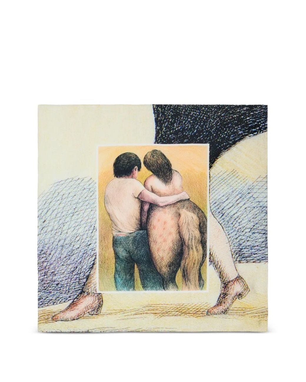 Lemaire Blue X Roland Topor Les Amoureux Silk Scarf