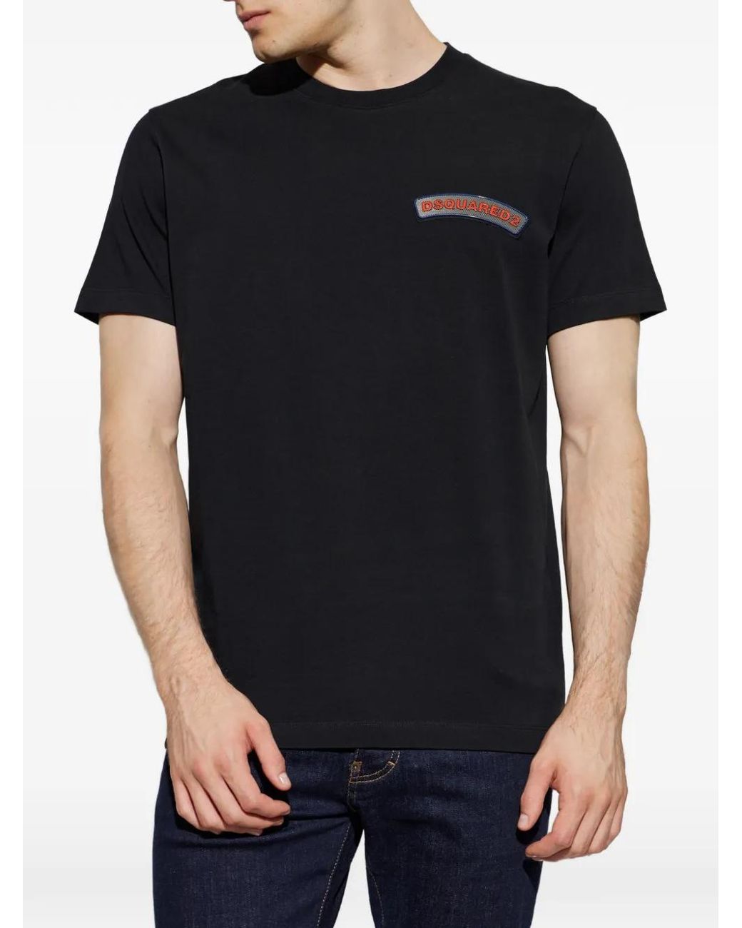 DSquared² Black Logo-Patch T-Shirt for men