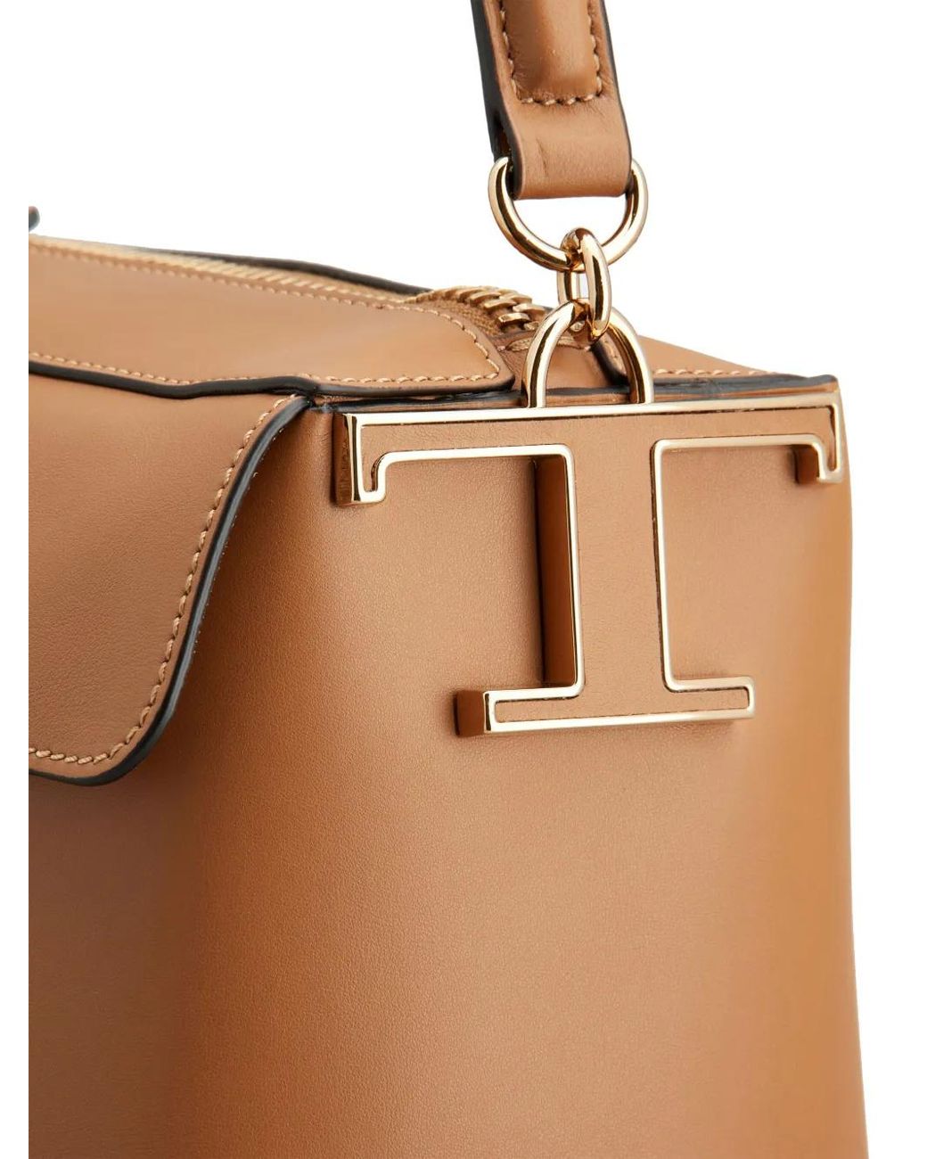 Tod's Brown Small T Case Boston Leather Shoulder Bag