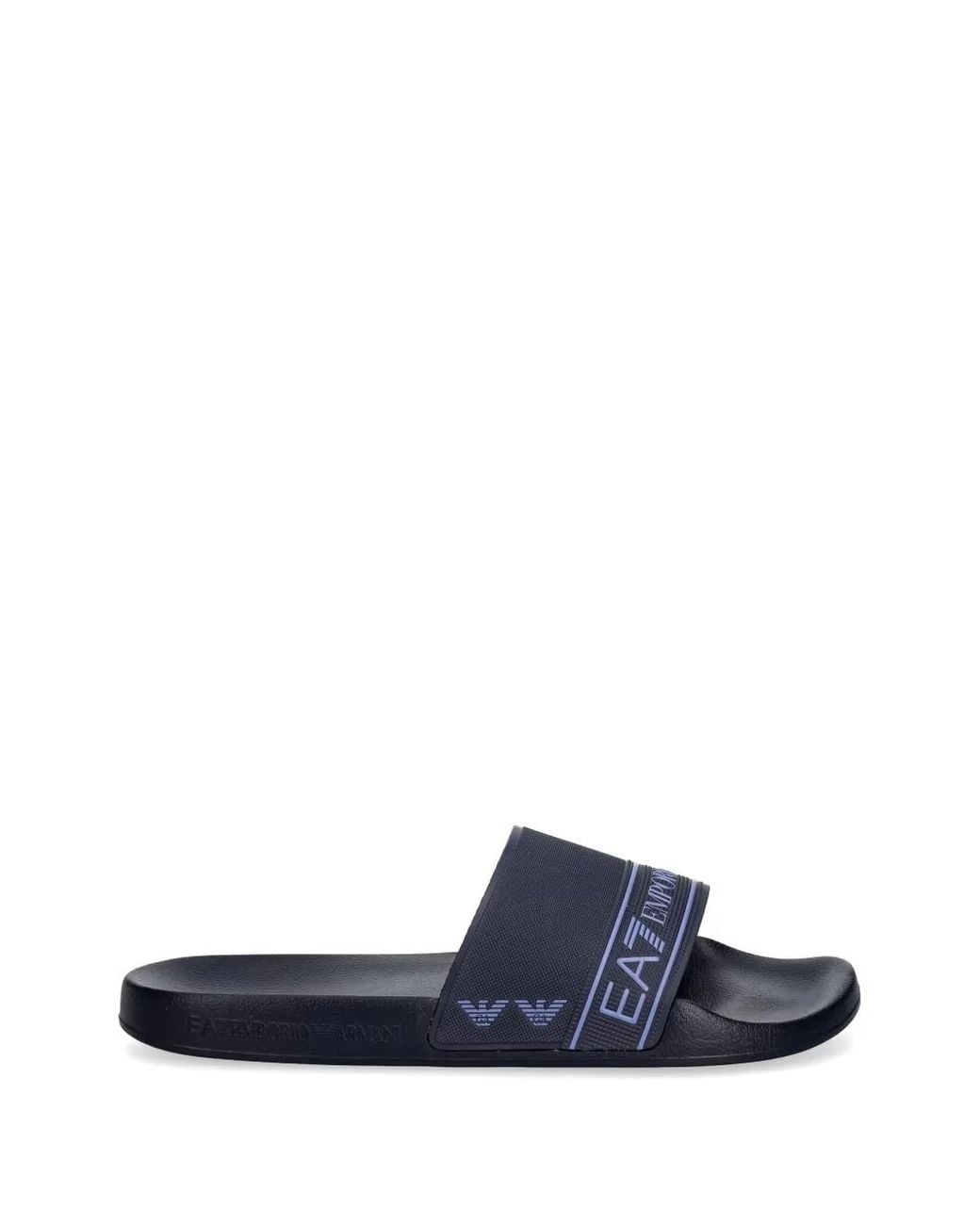 EA7 Blue Logo-Print Slides