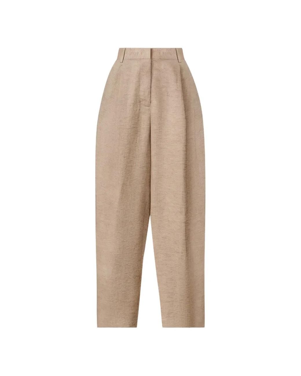 Fabiana Filippi Natural Beaded-Trim Pleated Trousers