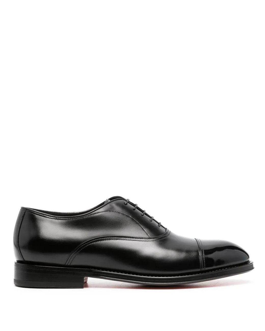 Santoni Black Lace-Up Leather Loafers for men