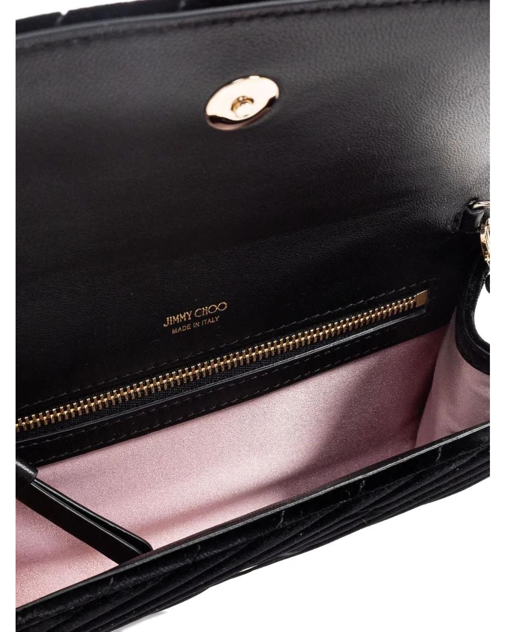 Jimmy Choo Black Curve Velvet Wallet Chain