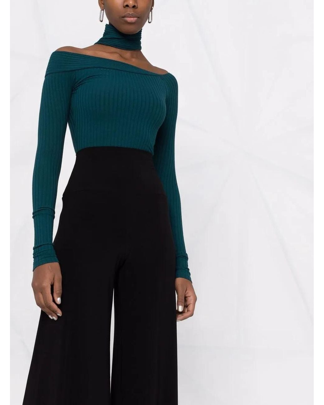 Norma Kamali Brede, Hoge Taille Broek in het Black