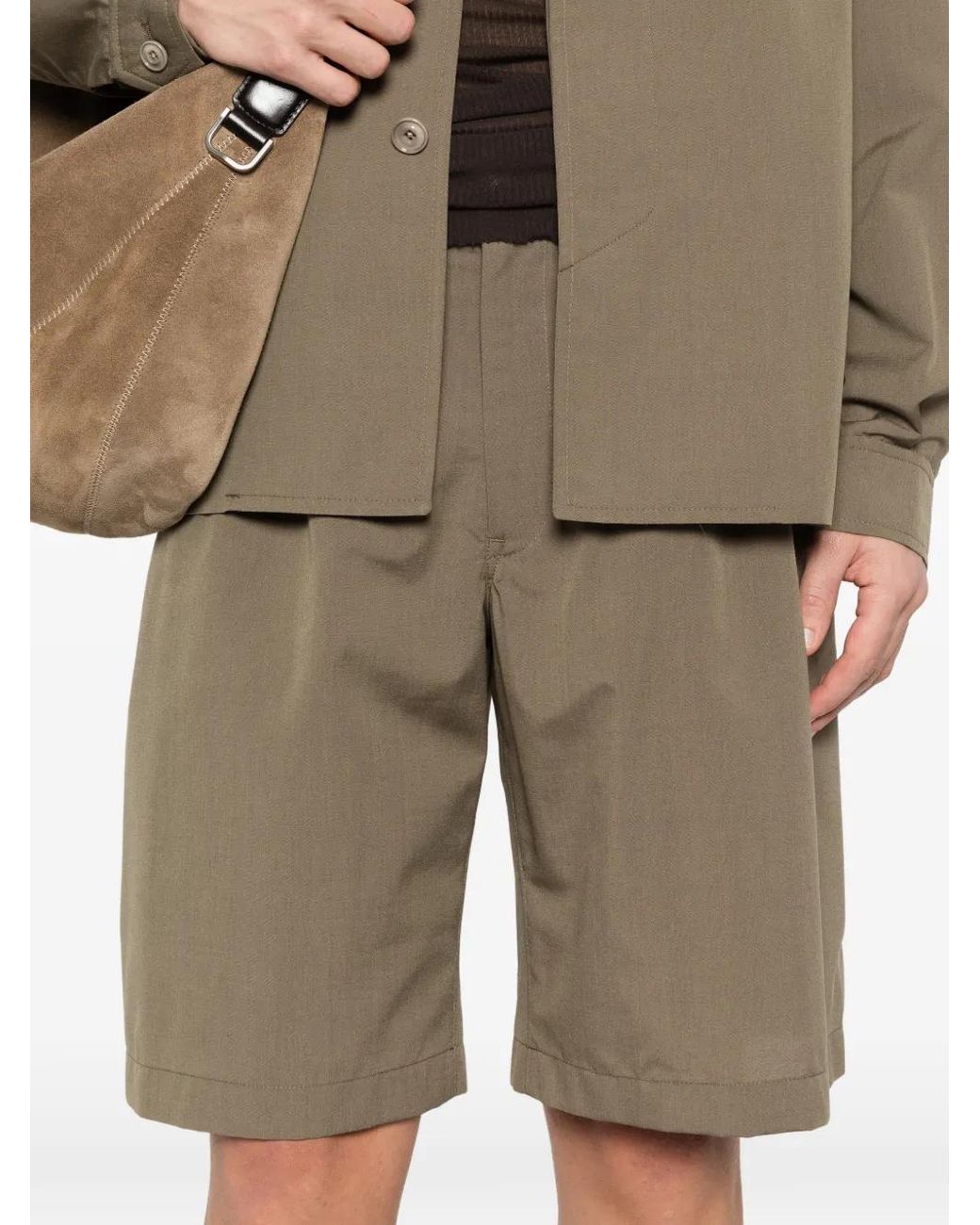 Our Legacy Green Ponte Pleated Shorts for men