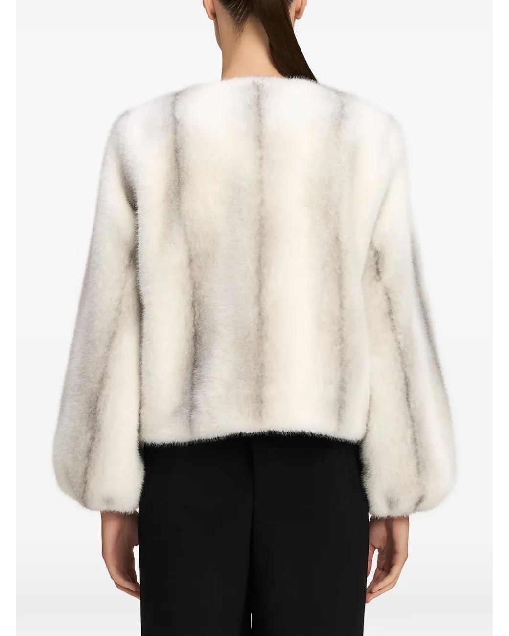 Cinq À Sept White Benson Bow-Detail Faux-Fur Jacket