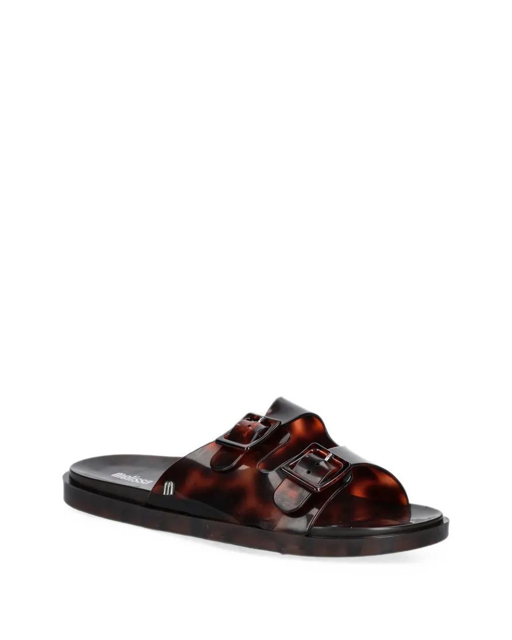 Melissa White Tortoiseshell-Effect Buckle-Fastening Slides