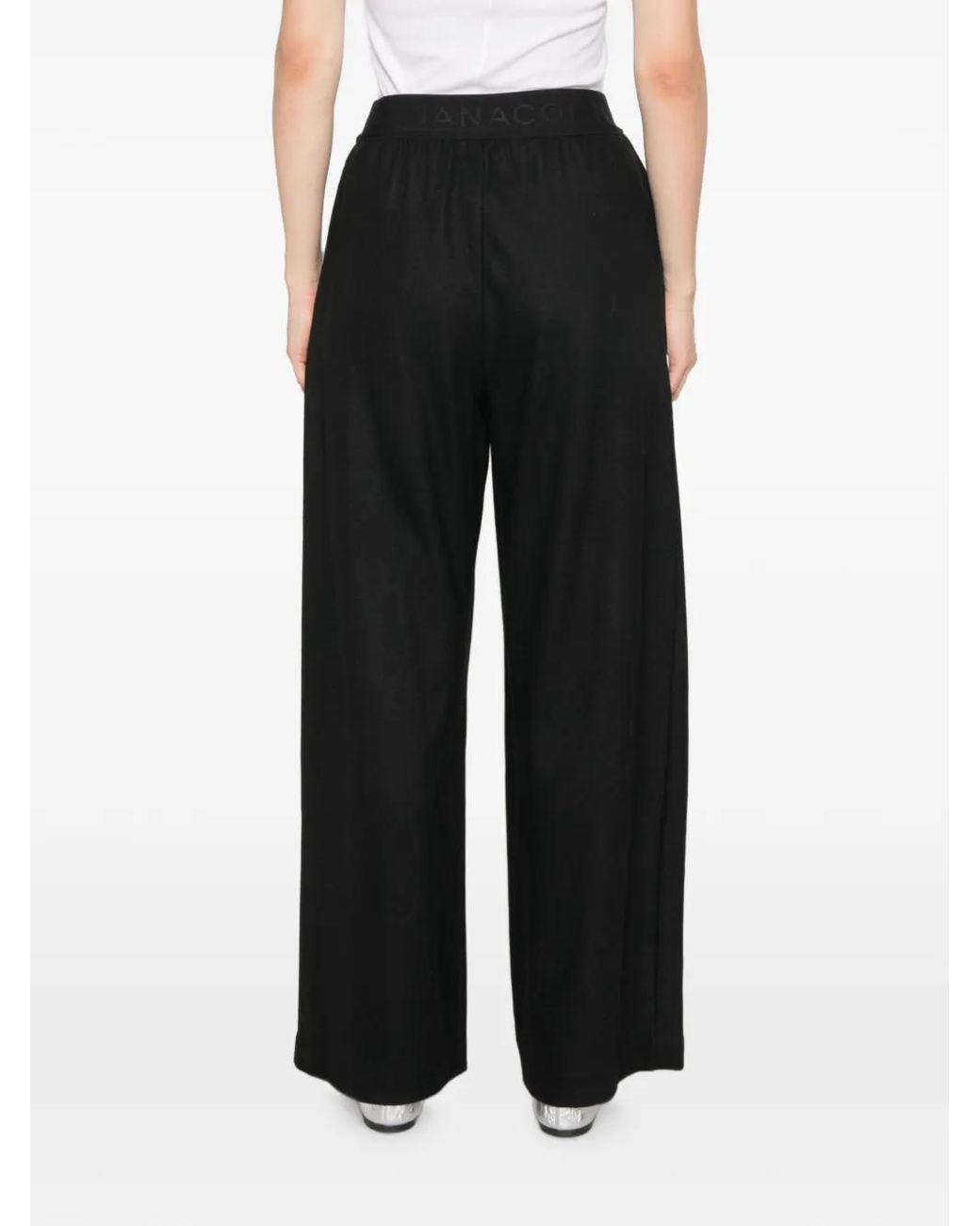 Liviana Conti Black Logo-Waistband Trousers