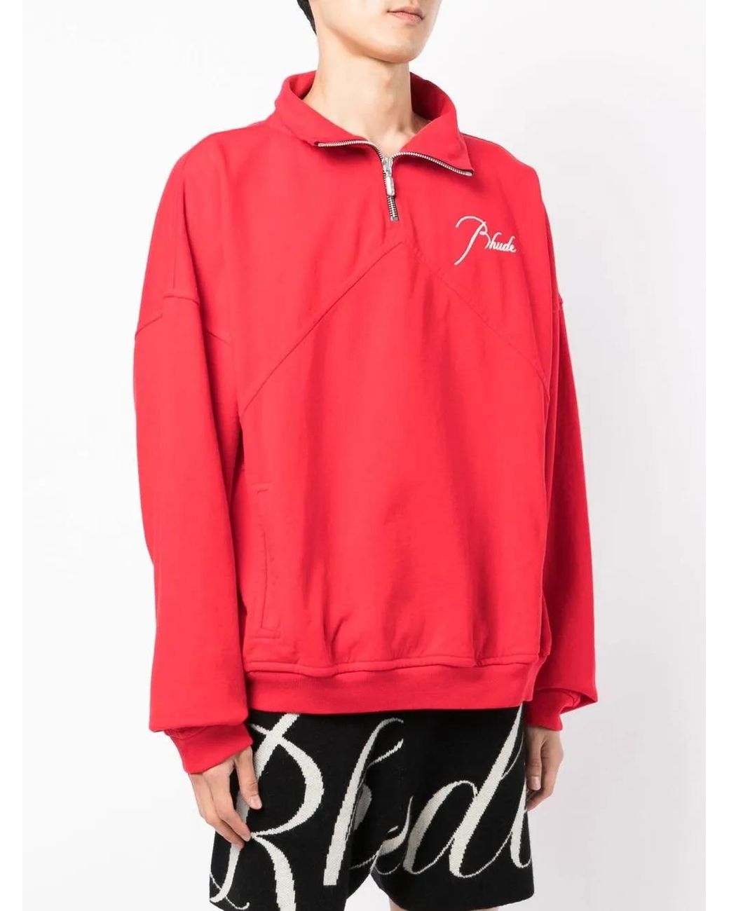 Rhude Embroidered Half-Zip Sweatshirt for men