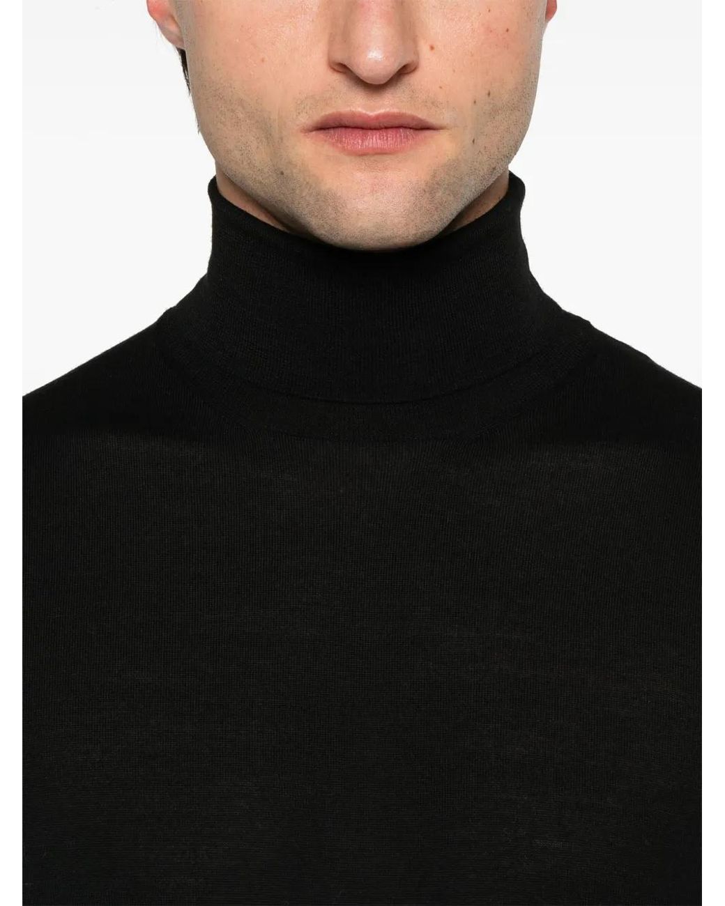 Corneliani Black Wool Sweater for men