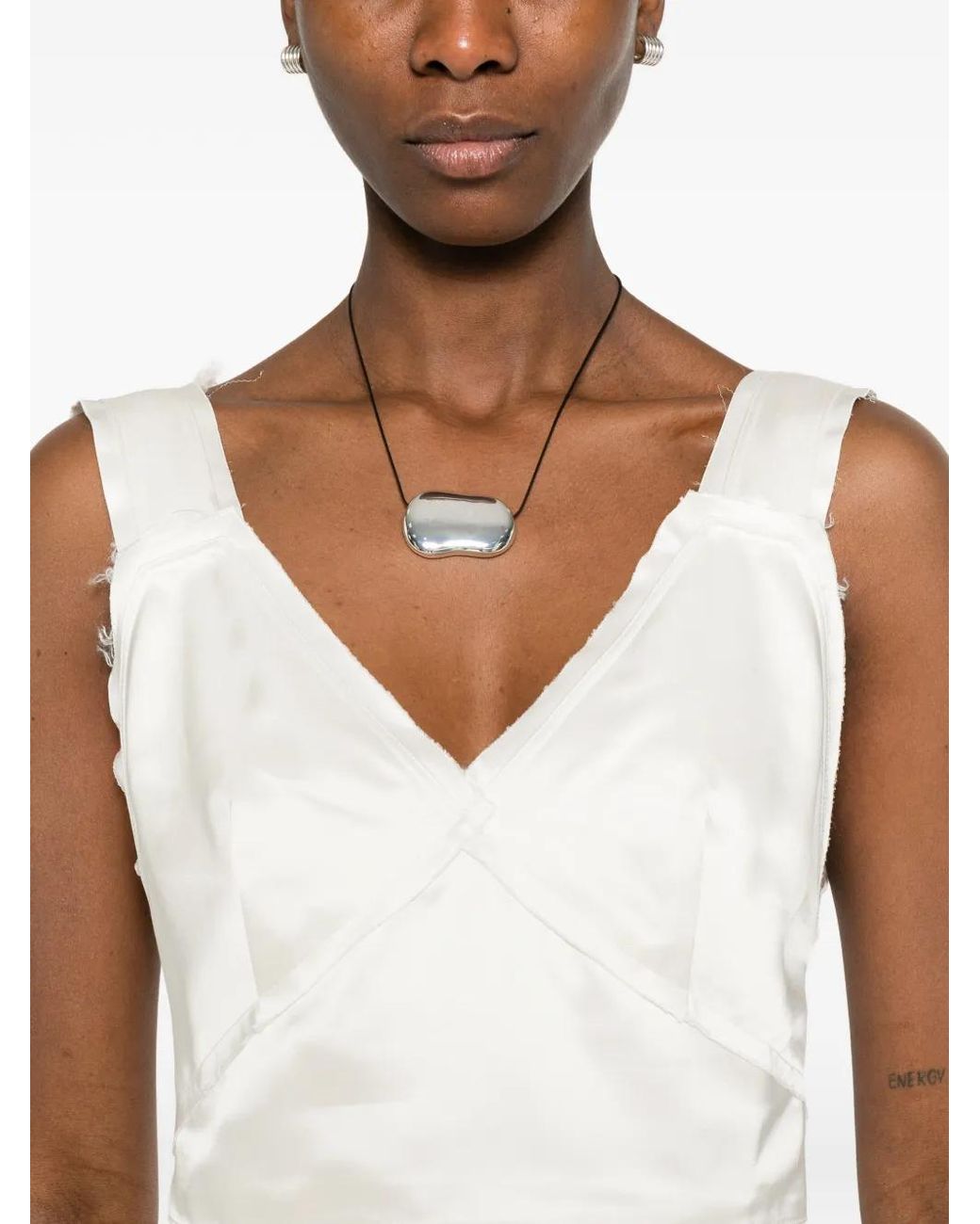 Totême White Cropped Satin Camisole