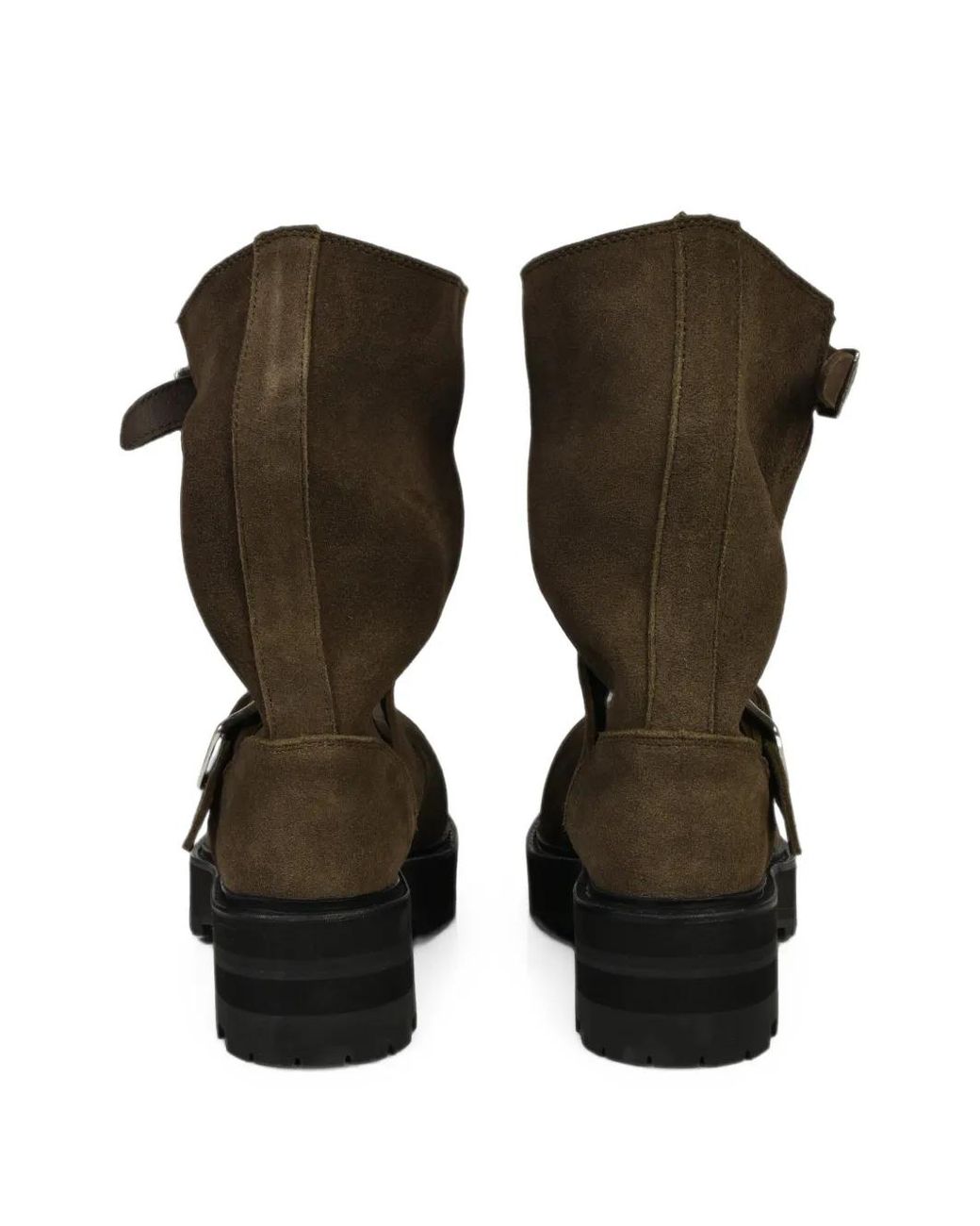 FILTH Brown Buckle-Strap Leather Boots for men
