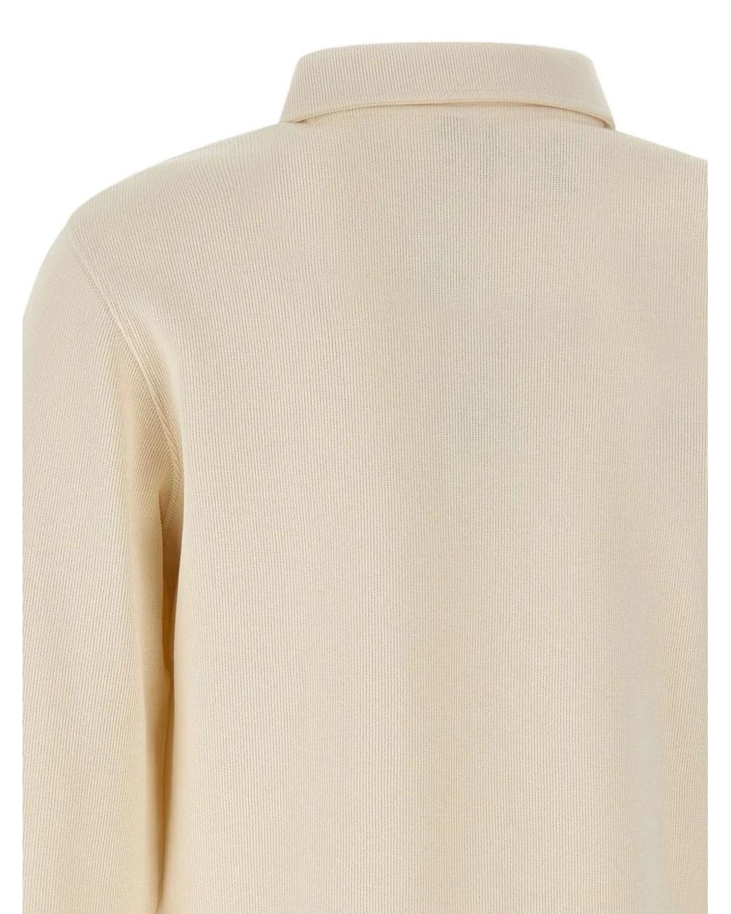 Lacoste White Logo-Embroidery Long-Sleeve Polo Shirt for men