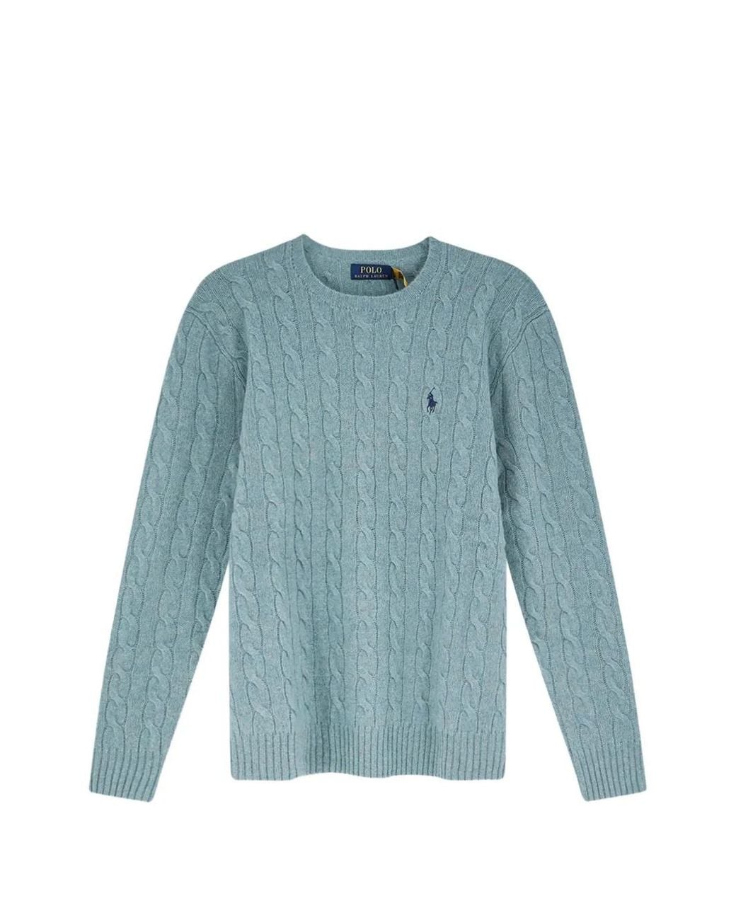 Polo Ralph Lauren Blue Cable-Knit Embroidered-Logo Sweater for men