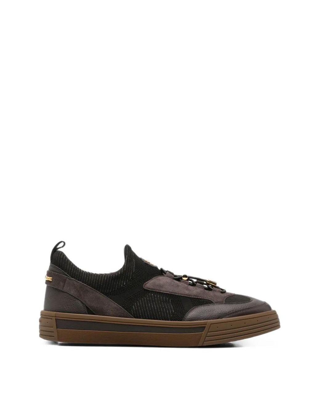 Stefano Ricci Black Panelled Mesh Sneakers for men