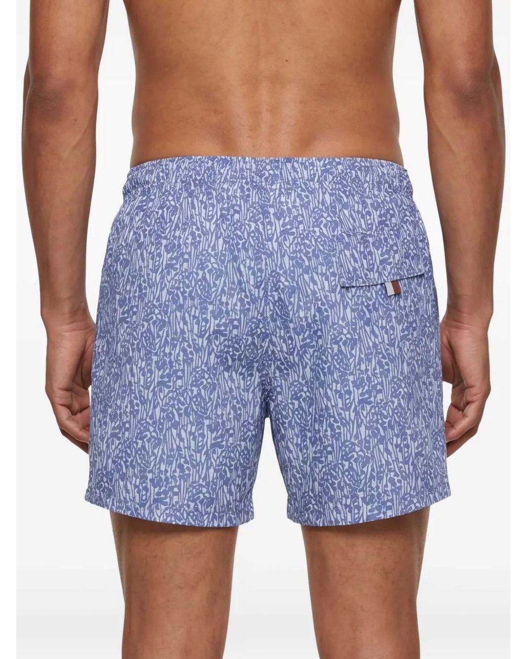 Canali Blue Printed Swim Shorts for men