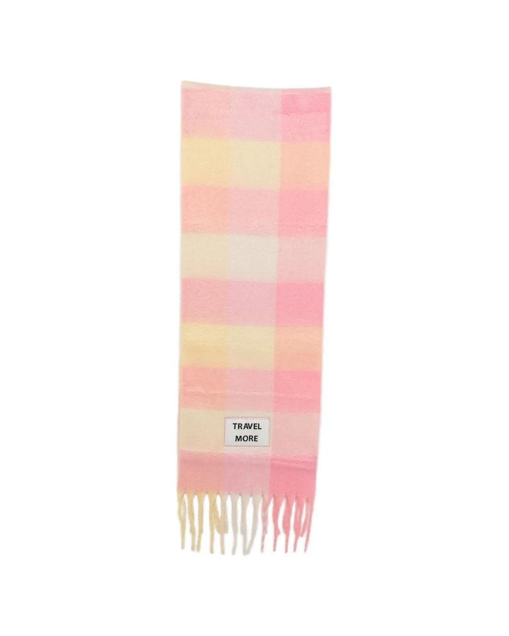 Verb to Do Pink Check Fringed Scarf