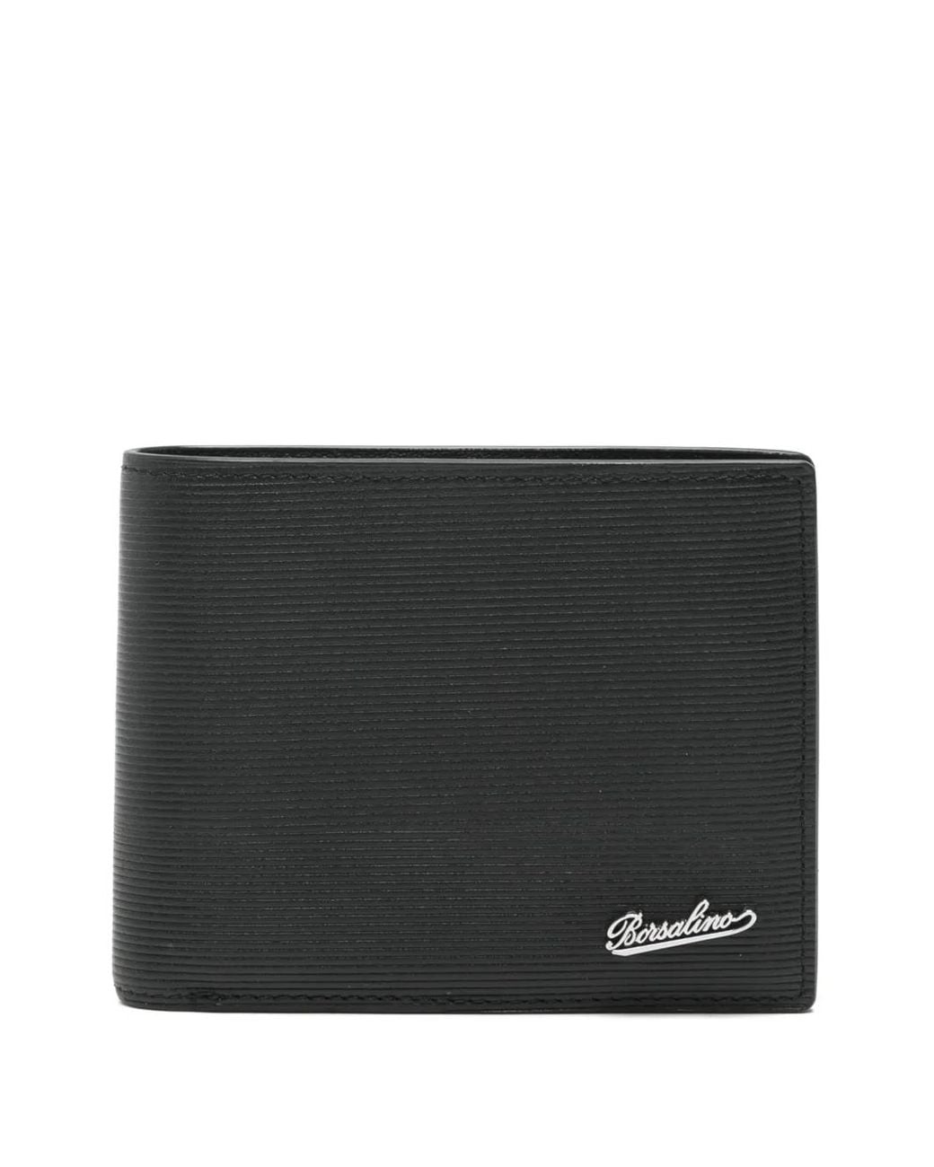 Borsalino Black Logo-Plaque Bi-Fold Wallet for men