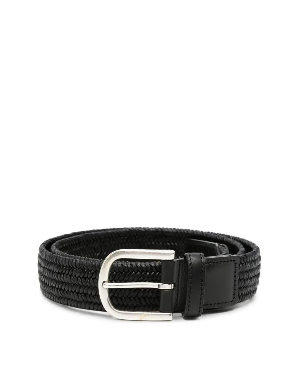 Canali Black Woven Leather Belt for men