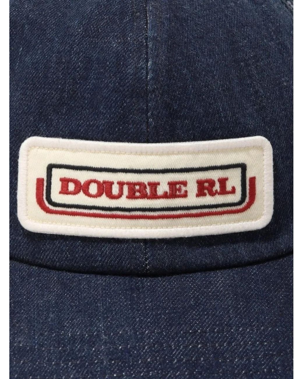 RRL Blue Logo-Patch Mesh-Panel Cap for men
