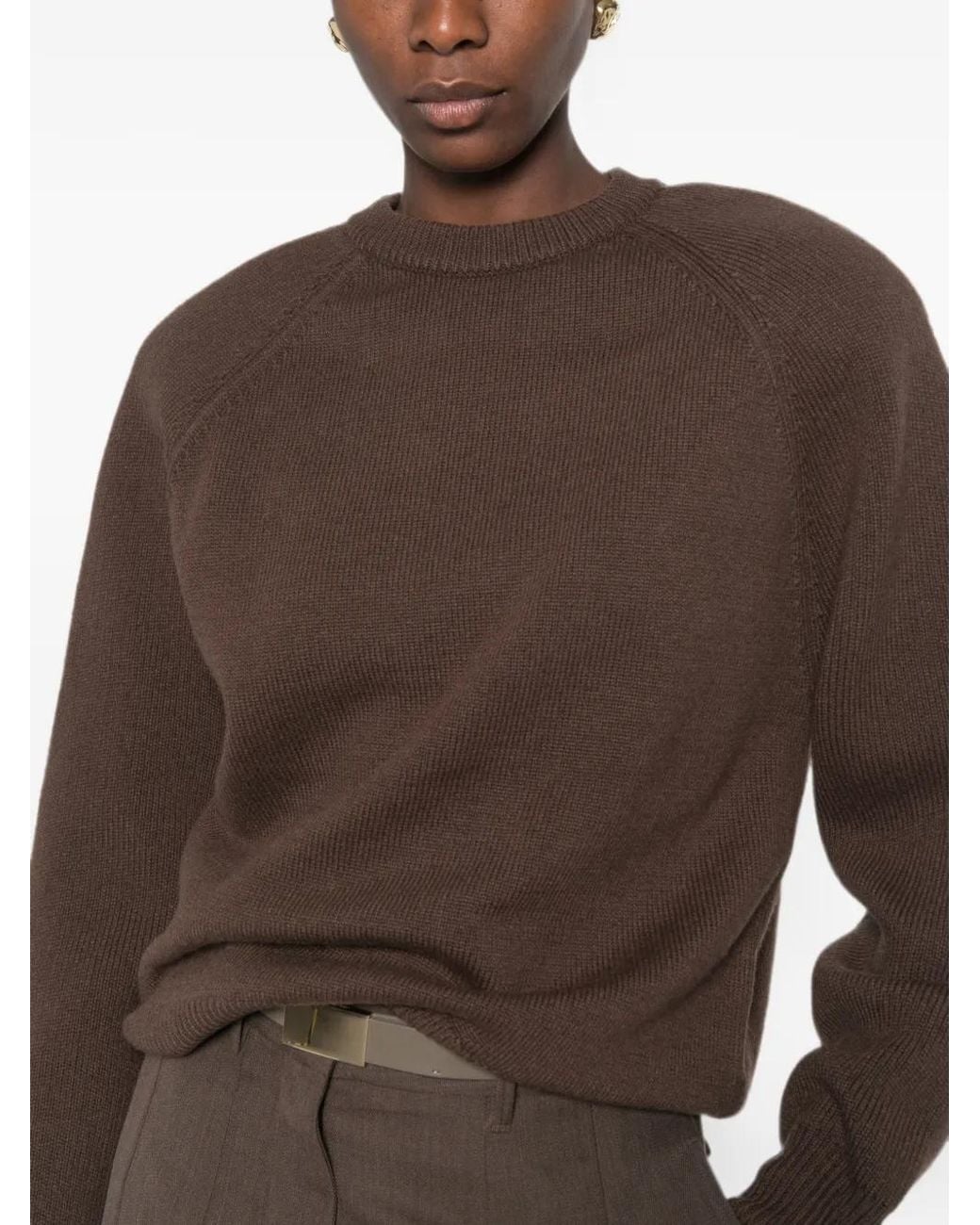 Frankie Shop Brown Lina Long-Sleeve Sweater