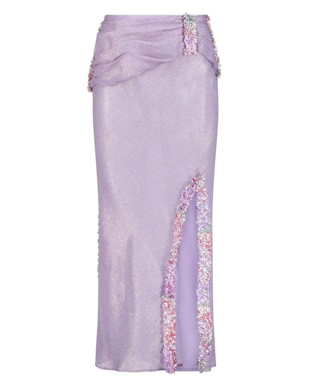 SANA OSMANI Purple Delta Ruched Floral Maxi Skirt