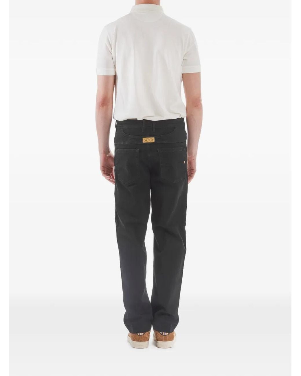 Versace Jeans Couture Black Logo-Plaque Regular-Fit Jeans for men