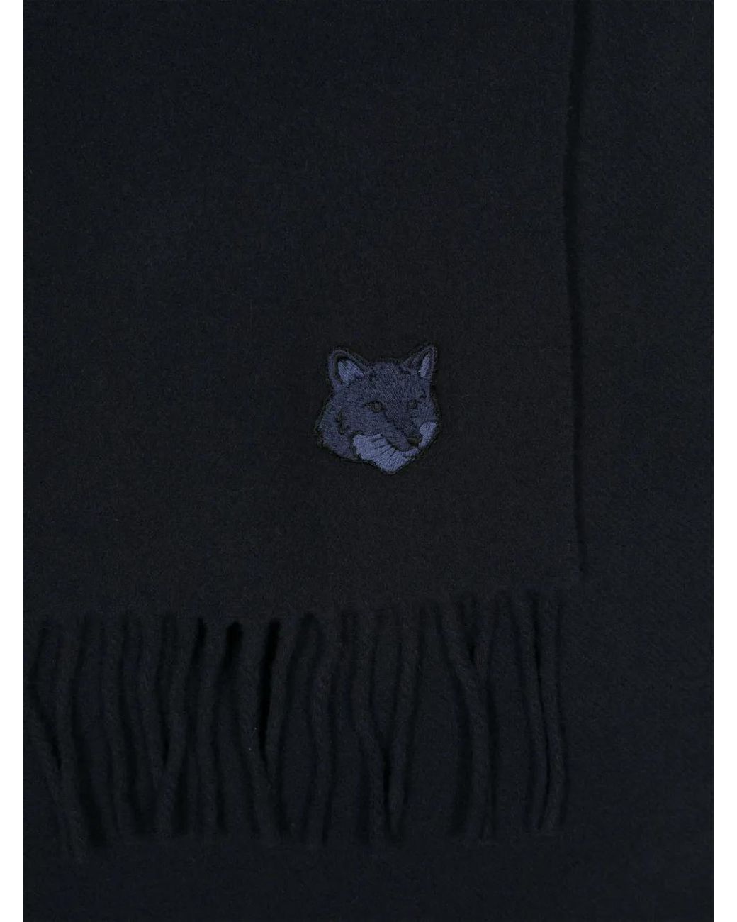 Maison Kitsuné Blue Fox-Patch Scarf