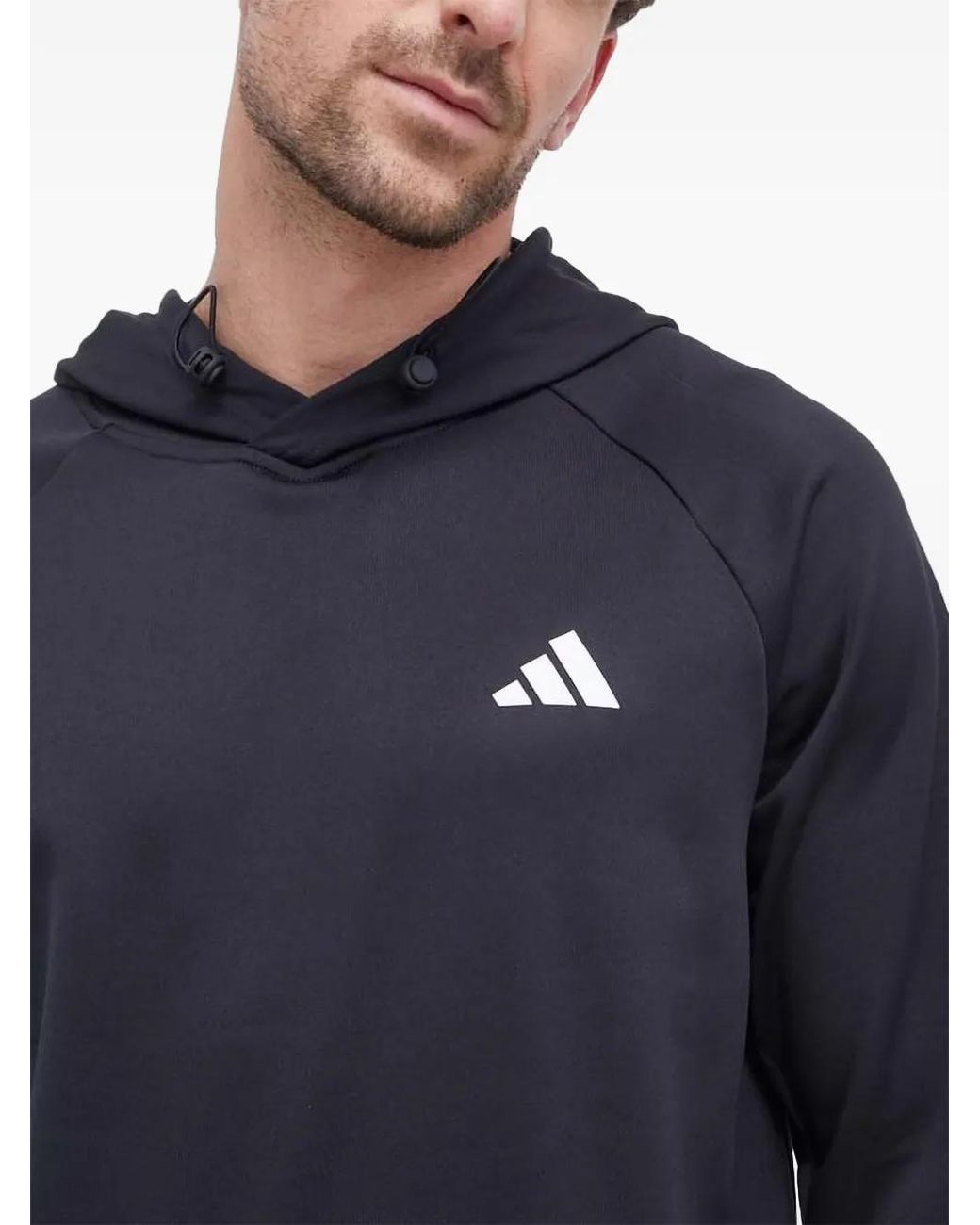 Adidas Blue Logo-Print Hoodie for men