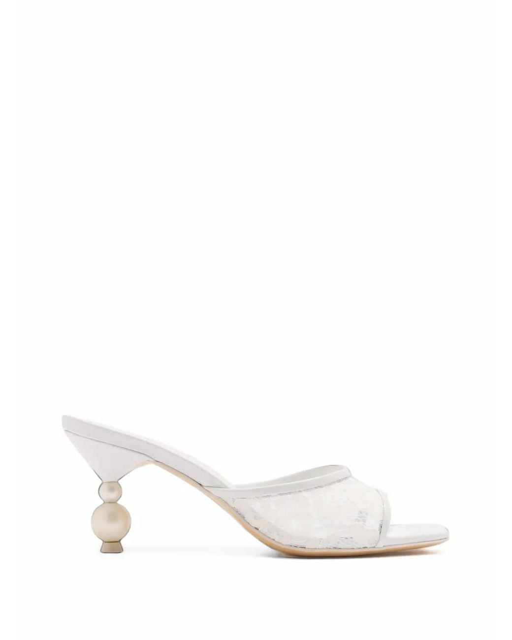Sophia Webster White Perla Lace-Panel Sandals