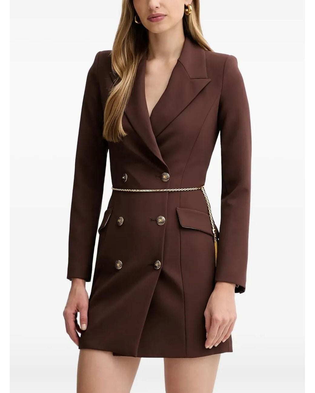 Elisabetta Franchi Brown Double-Breasted Mini Dress