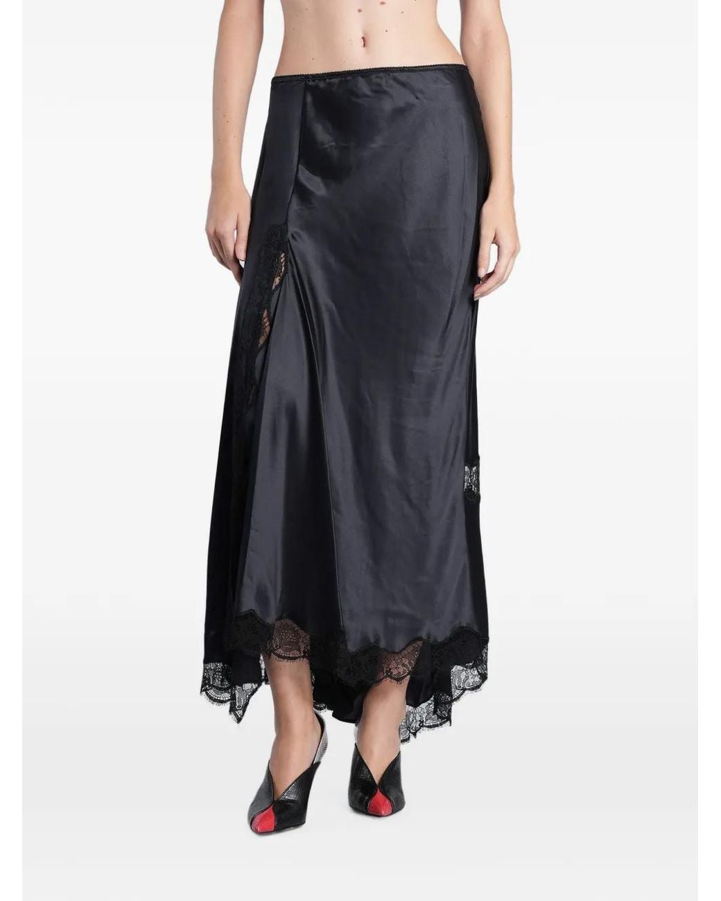 Isabel Marant Blue Lace-Trim Asymmetric Skirt