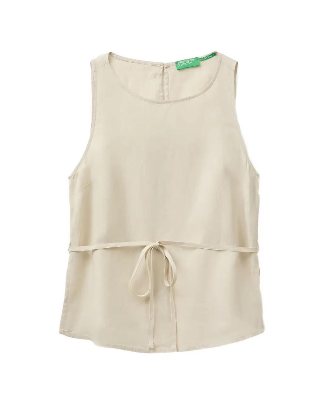 Benetton Natural Tie-Waist Sleeveless Blouse
