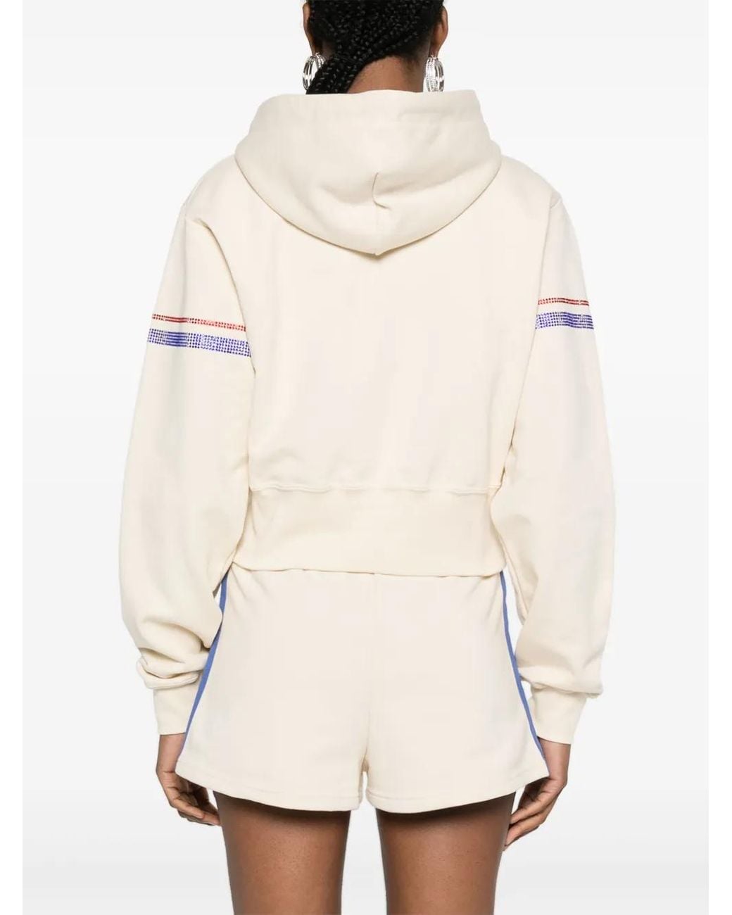 Gcds White Sweatshirt With Cropped Decoration