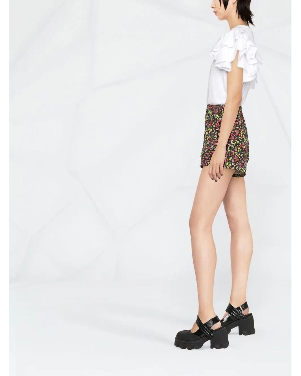 Philosophy Di Lorenzo Serafini Black Ditsy Floral-Print Shorts