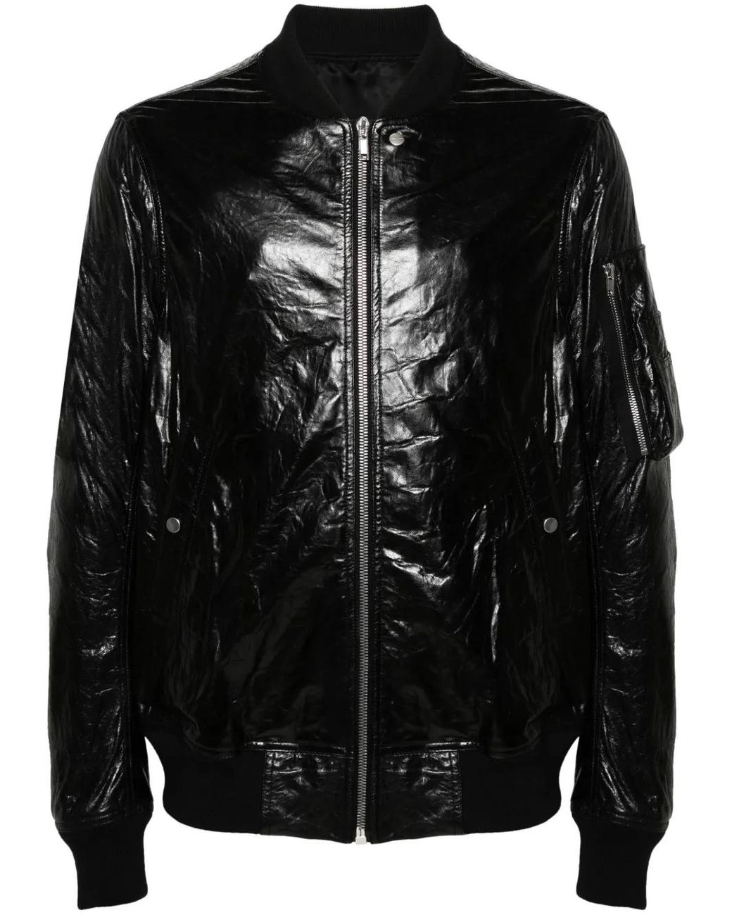 Rick Owens Black Leather Bomber Jacket for men