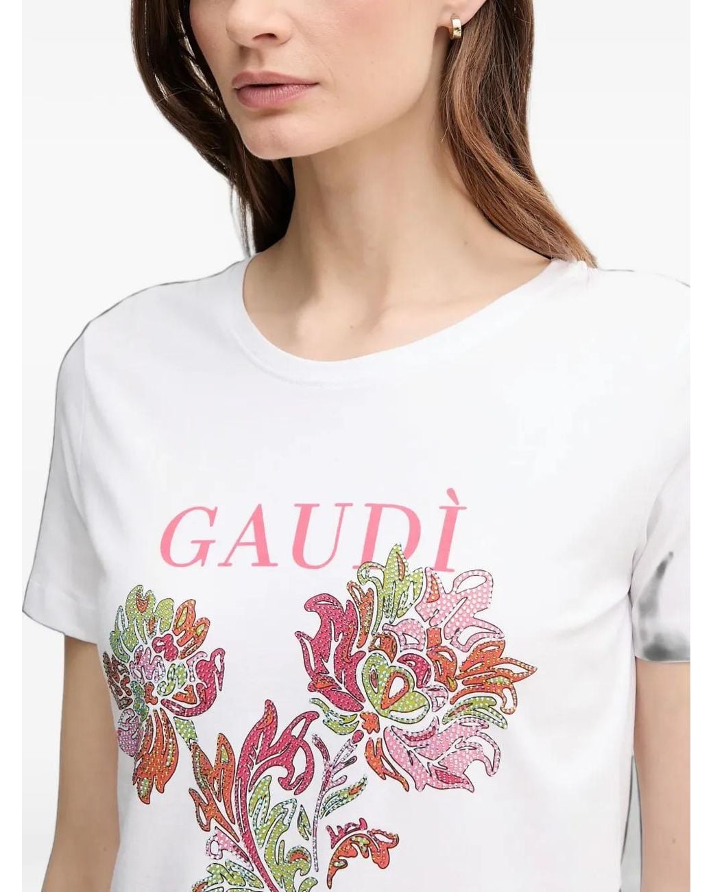 GAUDI White Floral-Print T-Shirt