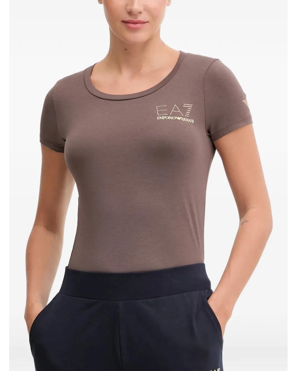 EA7 Gray Logo-Embellishment T-Shirt