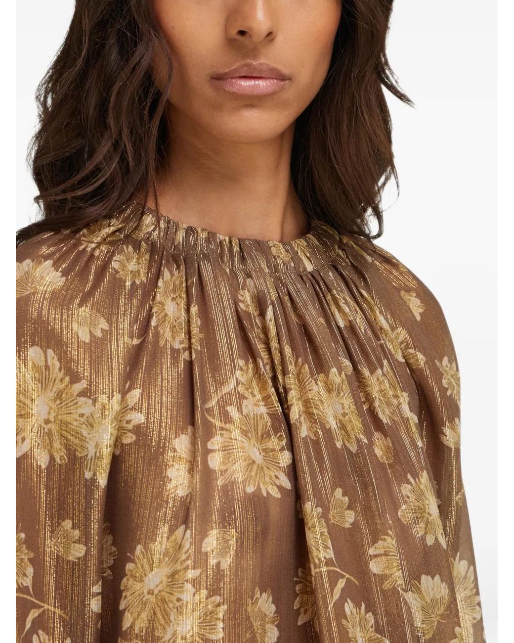 Ferragamo Natural Silk Lamé Blouse