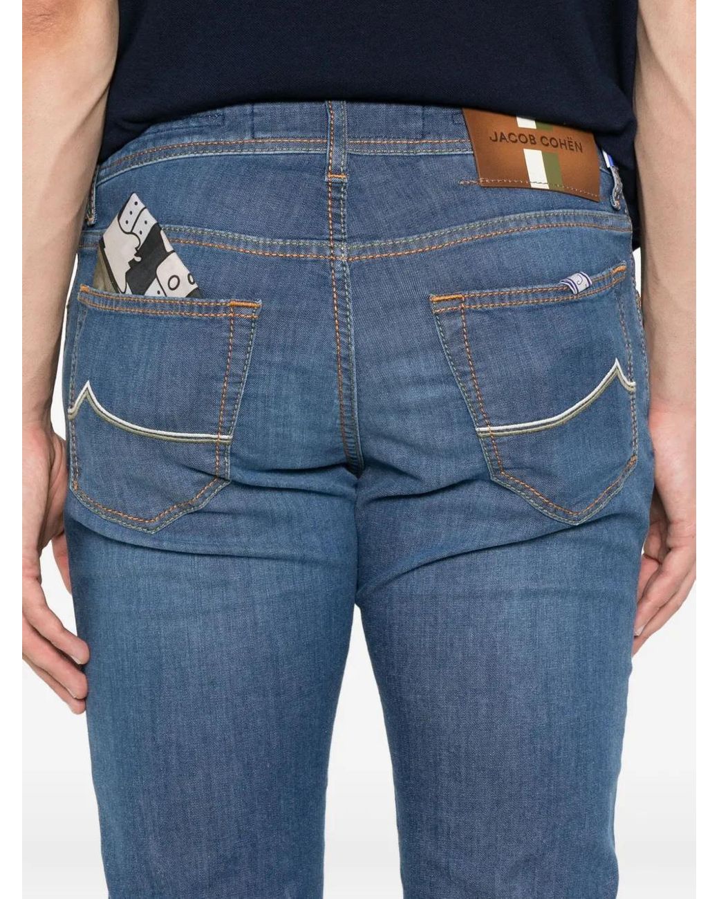 Jacob Cohen Blue Pocket-Detail Slim-Fit Jeans for men