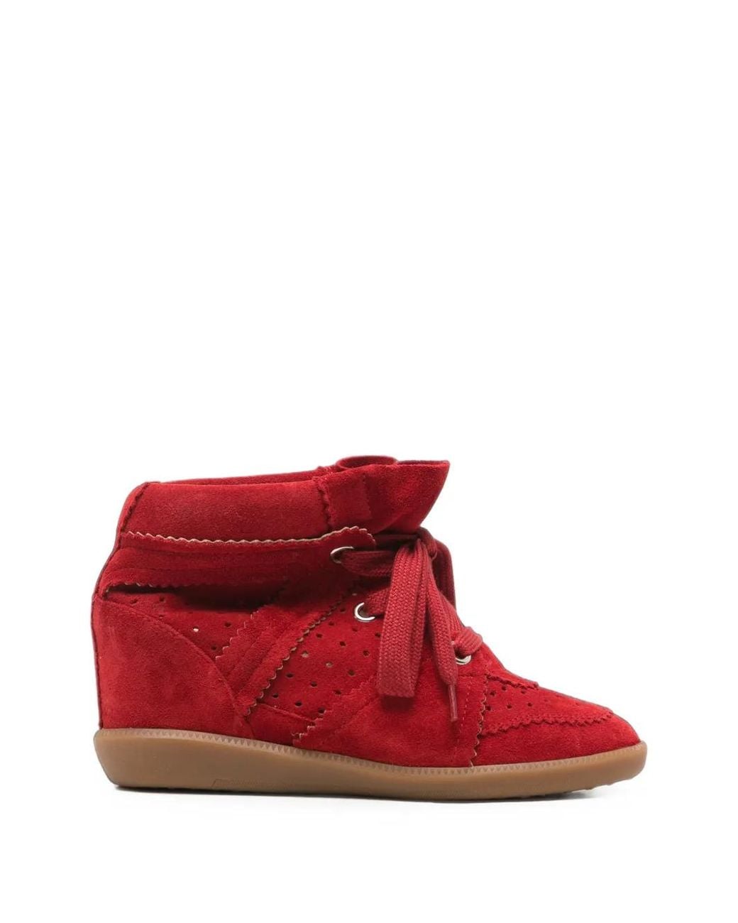 Isabel Marant Red Bobby Wedge Sneakers