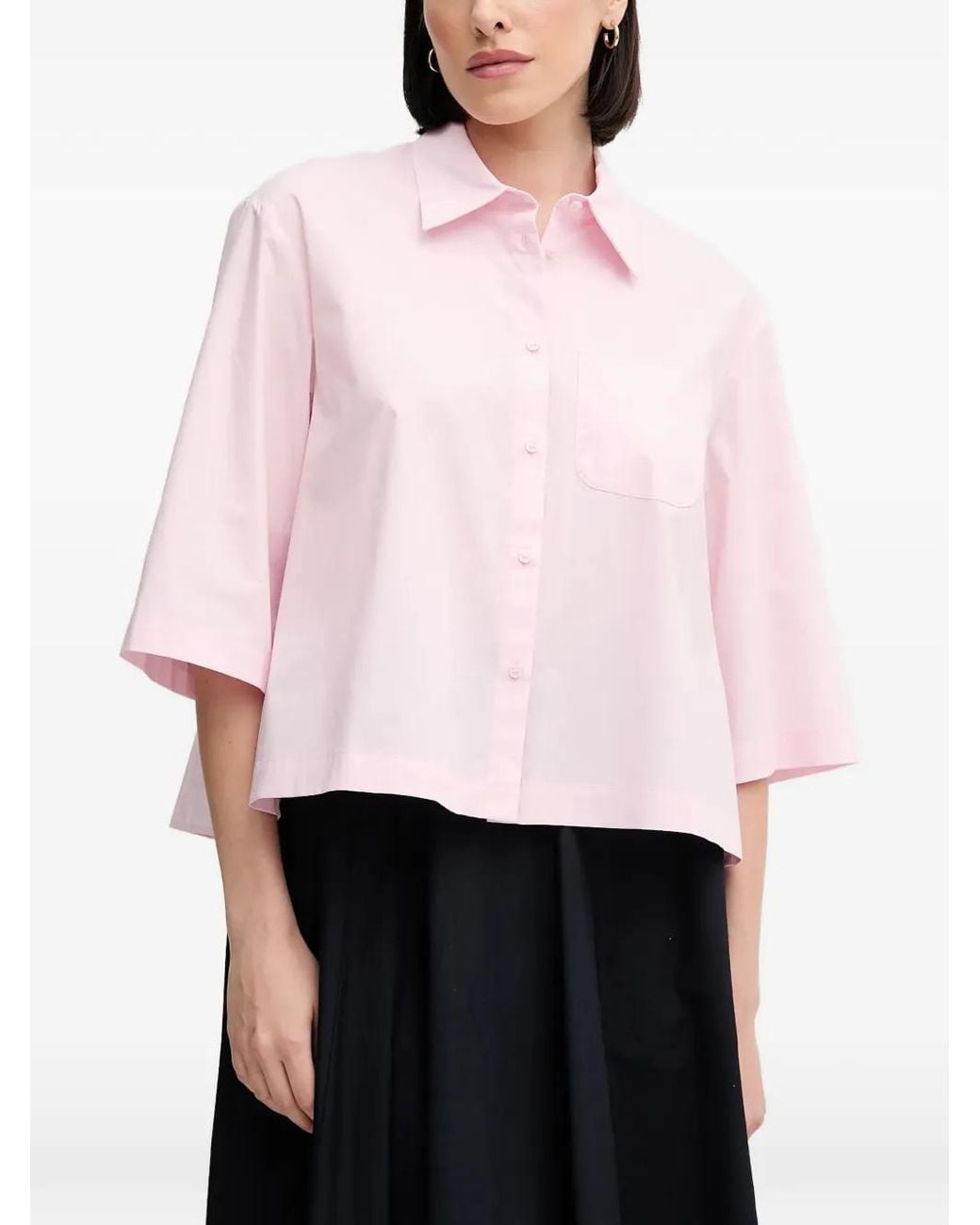 Sisley Pink Pleated-Back Short-Sleeve Shirt