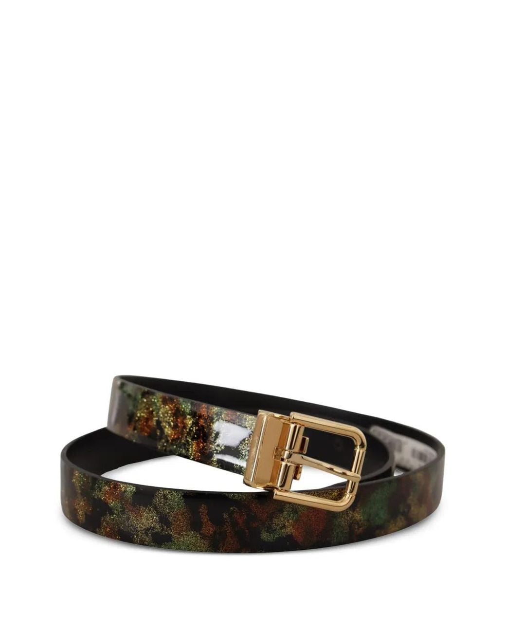 Dolce & Gabbana Black Camouflage-Print Leather Belt for men